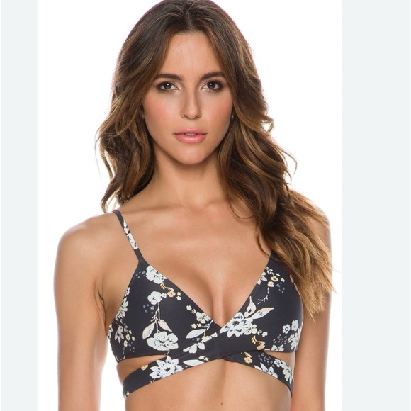BILLABONG Floral Print Bikini Set Size S Triangle Top Cheeky Bottom Black White - Picture 2 of 7
